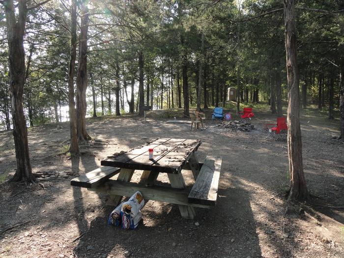 27 County Line Island pre-disturbed area for tents, chairs in use.  No guarantee for picnic table27 County Line Island