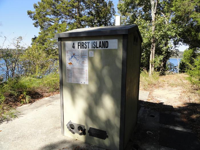 4 First Island pit toilet shared in this multi-party camping area4 First Island
