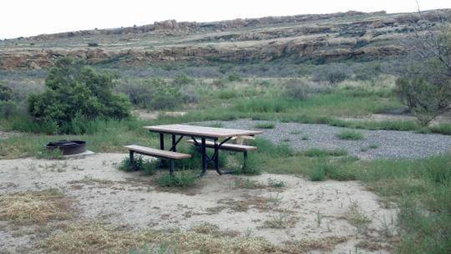 RV Only campsite with picnic table and fire grate