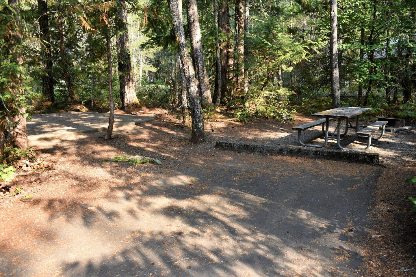 Tent pad and picnic tableView of campsite
