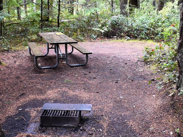 Picnic table and tent areaView of campsite