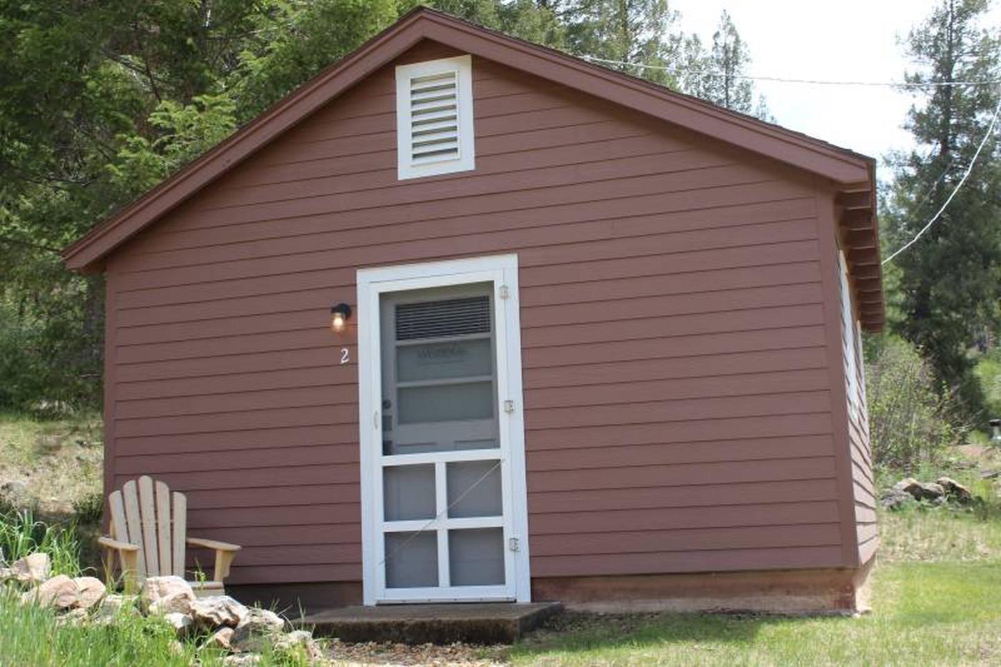 cabin exteriorCabin 2: Exterior
Located up a slight incline across from the showers and restrooms.
