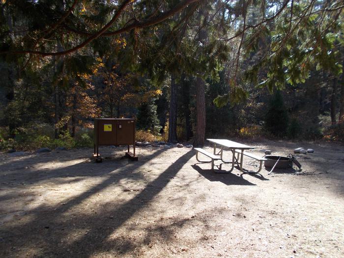 Food locker, picnic table, and fire ringSite 53