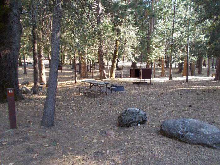 Food locker, picnic table, and fire ringSite 84