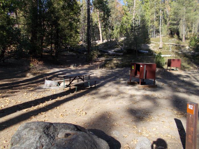 Food locker, picnic table, and fire ringSite 82