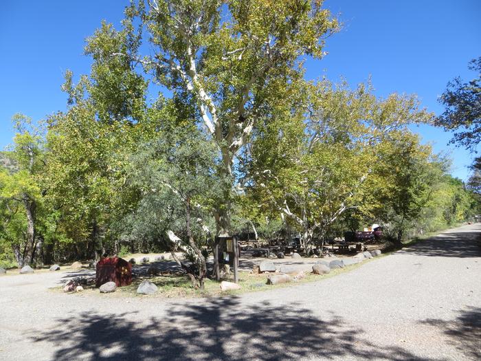 Chavez Crossing Group Site #2 featuring treed camp space, fire pits, and additional parking.Chavez Crossing Group Site #2 featuring treed camp space, fire pits, and additional parking.
