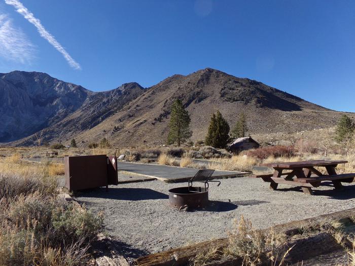 Convict Lake Campground site #84 featuring picnic table, food storage, and fire pit.Convict Lake Campground site #84 featuring picnic table, food storage, and fire pit. Mountain views and close proximity to restrooms. 
