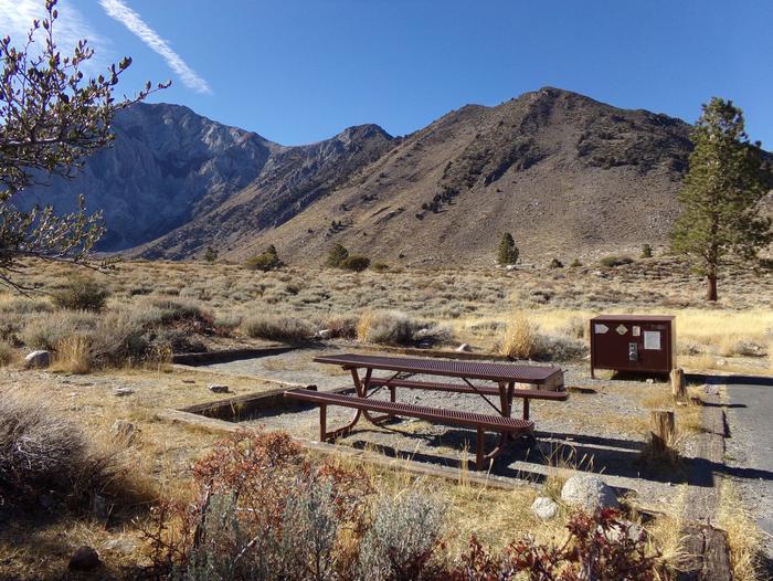 Convict Lake Campground site #86 featuring picnic table, food storage, and fire pit.Convict Lake Campground site #86 featuring picnic table, food storage, and fire pit. Backs to meadow and has mountain views. 