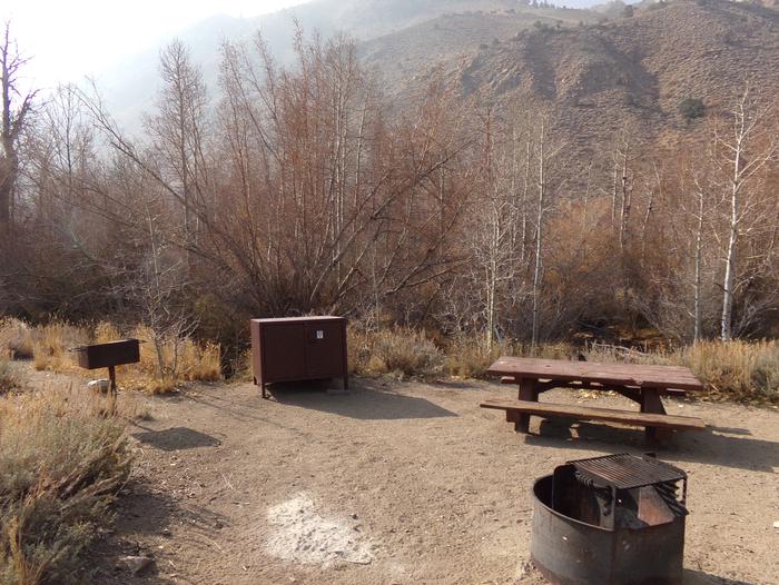 Four Jeffery Campground site #03 featuring picnic table, food storage, and fire pit.Four Jeffery Campground site #03 featuring picnic table, food storage, and fire pit. Mountain views and creekside. 