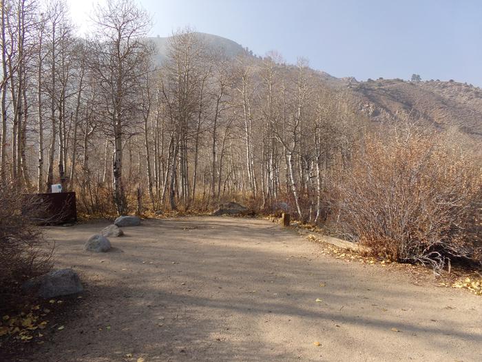 Parking space and entrance to site #14, Four Jeffery Campground. 