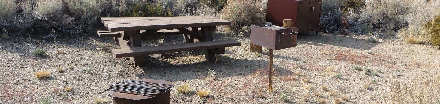 Four Jeffery Campground site #74 featuring picnic table, food storage, and fire pit.