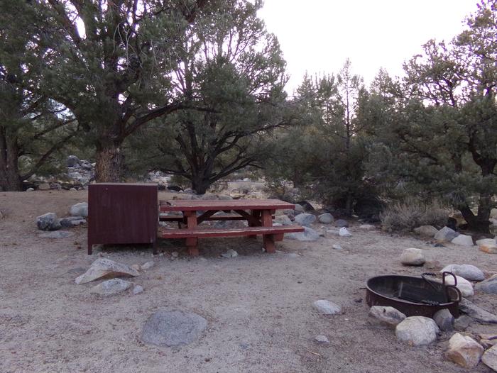 French Camp site #01 featuring picnic table, food storage, and fire pit.