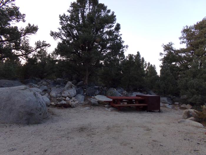 French Camp site #20 featuring picnic table, food storage, and fire pit in this mountain top setting.