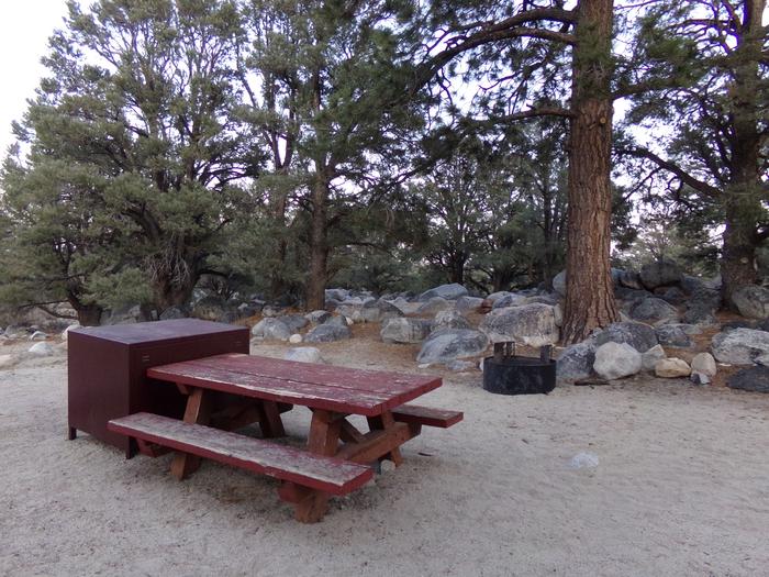 Additional view of picnic area and fire pit at site #32, French Camp. 