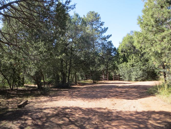 Houston Mesa, Horse Camp site #28 featuring entrance and parking, picnic area and horse corral.