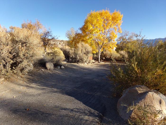 Parking space and entrance to site #34, Lone Pine Campground. 
