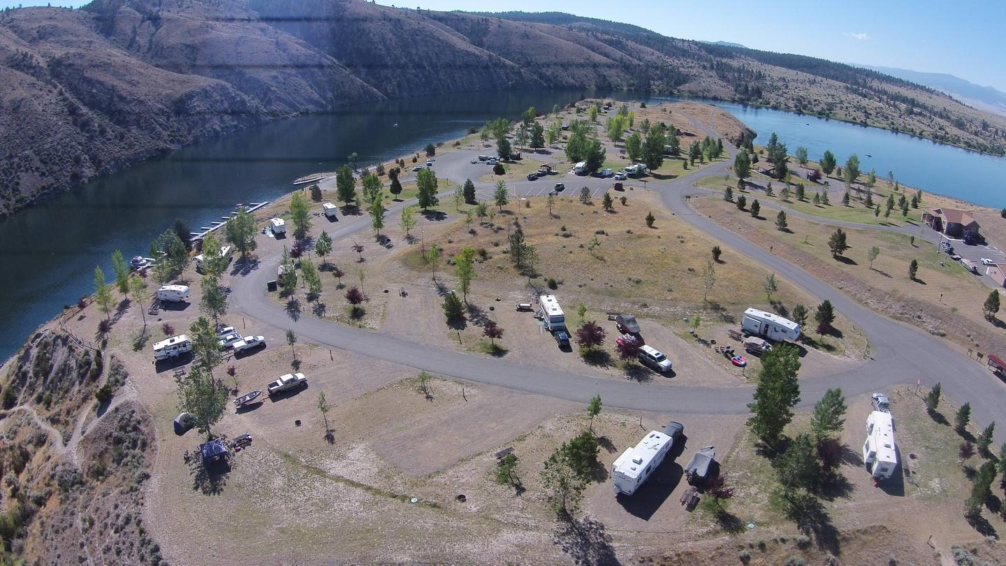 Aerial view of Devil's Elbow Campground