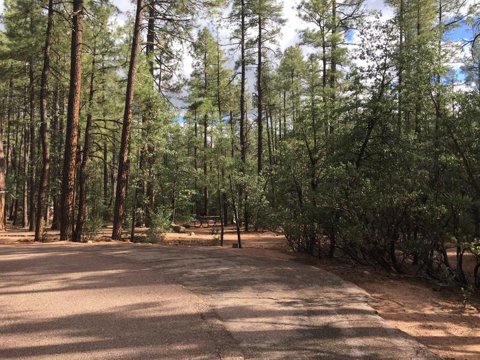 Ponderosa Campground Group Site #E featuring parking space to one of the camping locations in the loop. 