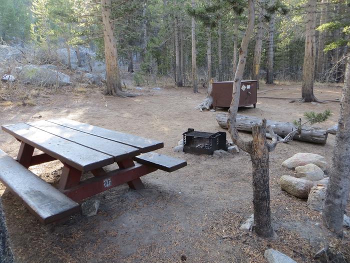 Rock Creek Lake Campground site #25 mountain top setting featuring picnic and camping areas. 