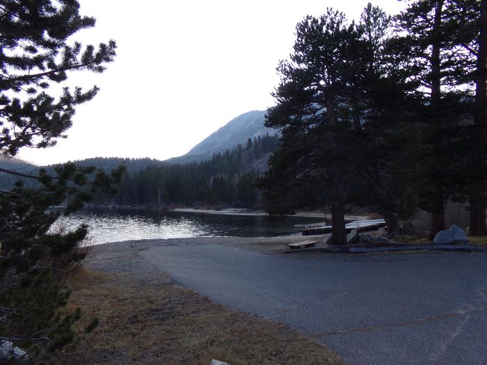 Access to the lake and boat ramp from the group site at Rock Creek Lake Group Campground.