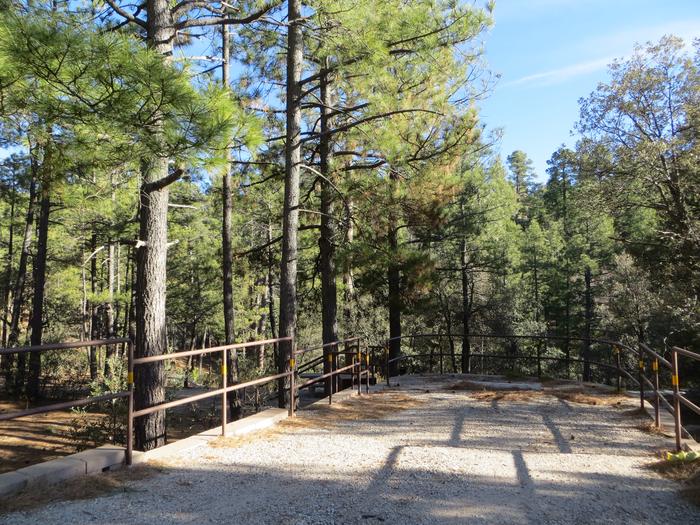 Parking space and entrance to the wooded site #45, Rose Canyon Campground. 