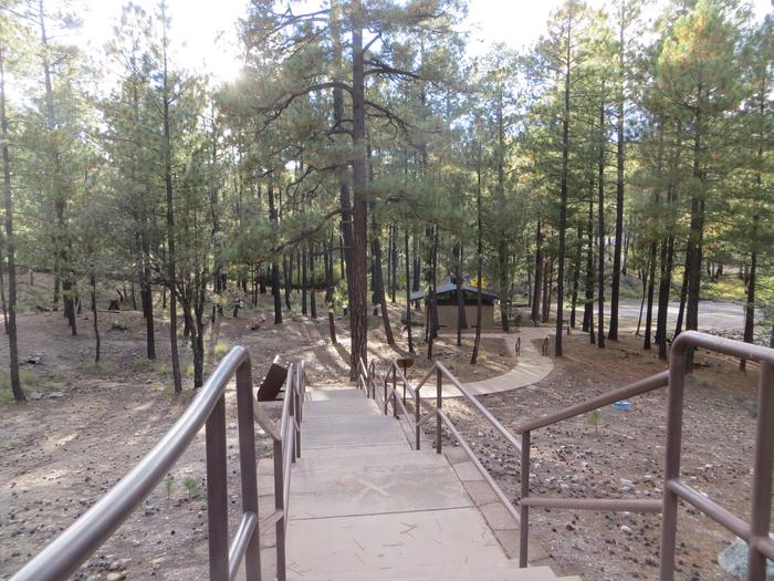 Rose Canyon Campground Group Site steps from site leading to the restroom and parking. 