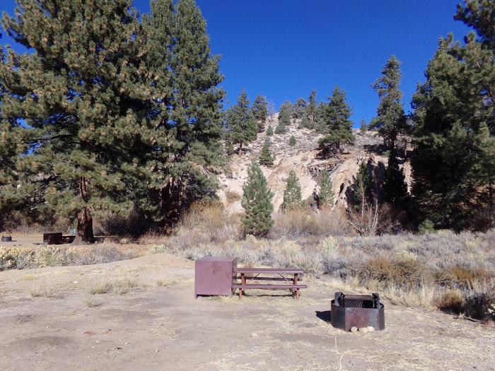 Alternate view of site #32 at Tuff Campground featuring picnic and camping area. 