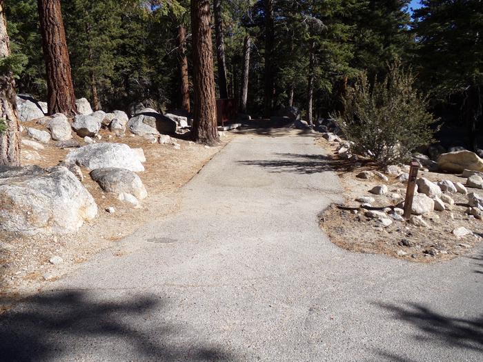 Parking space and entrance to site #09, Mt. Whitney Portal Campground. 