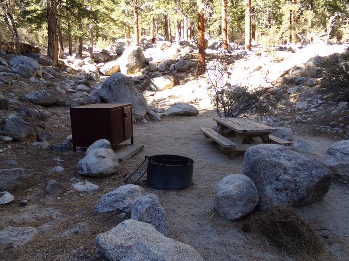 Mt. Whitney Portal Campground site #10 featuring mountain top setting with picnic area and camping space. 