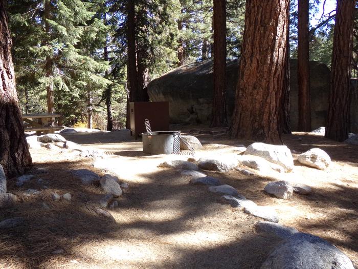 Mt. Whitney Portal Campground site #13 featuring mountain top setting with picnic area and camping space. 
