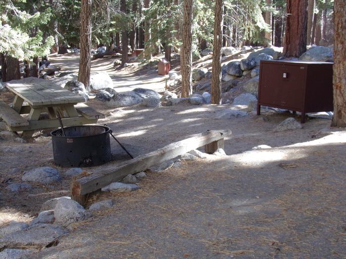 Mt. Whitney Portal Campground site #17 featuring mountain top setting with picnic area and camping space. 