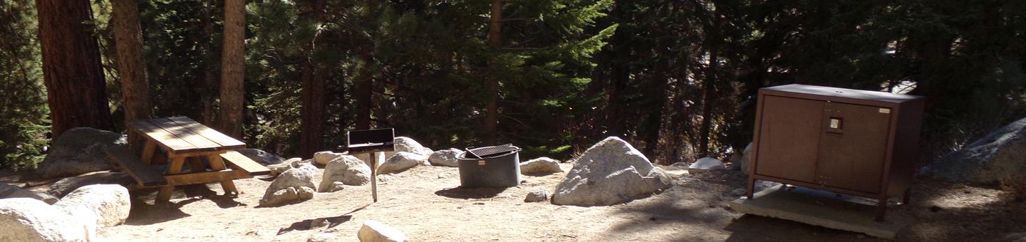 Mt. Whitney Portal Campground site #40 featuring the mountain top setting picnic area and camping space. 