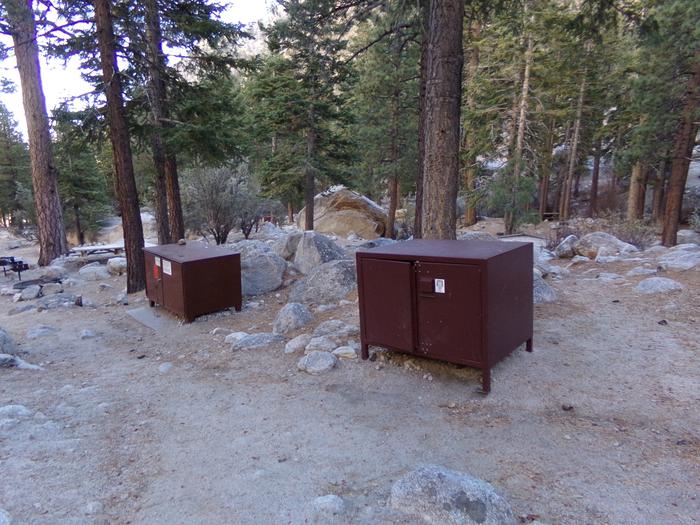 Mt. Whitney Portal Campground Group Site #03 featuring food storage at this mountain top setting. 
