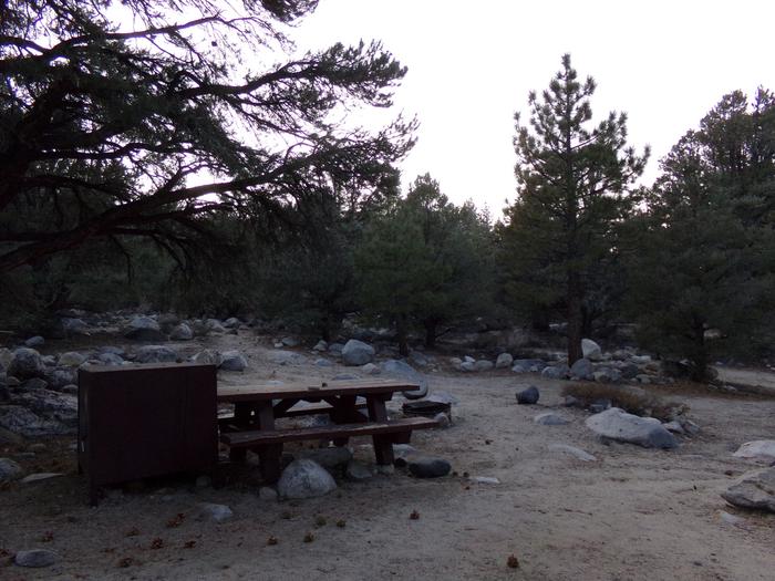 French Camp site #27 featuring picnic area and fire pit in this mountain top setting. 