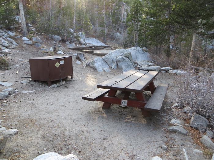 Rock Creek Lake Campground site #26 mountain top setting featuring picnic and camping areas. 