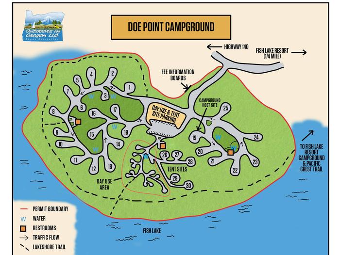 Map of Doe Point Campground