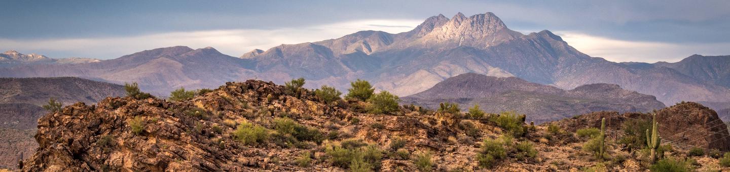 Scenic View of Superstition Mountains in Tonto National Forest along the Apache Trail