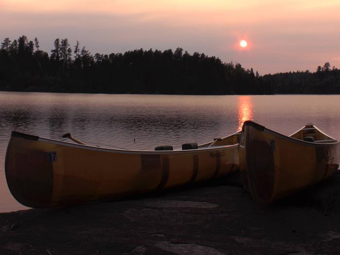 Sunset Over Canoes, North Temperance Lake, Superior National Forest