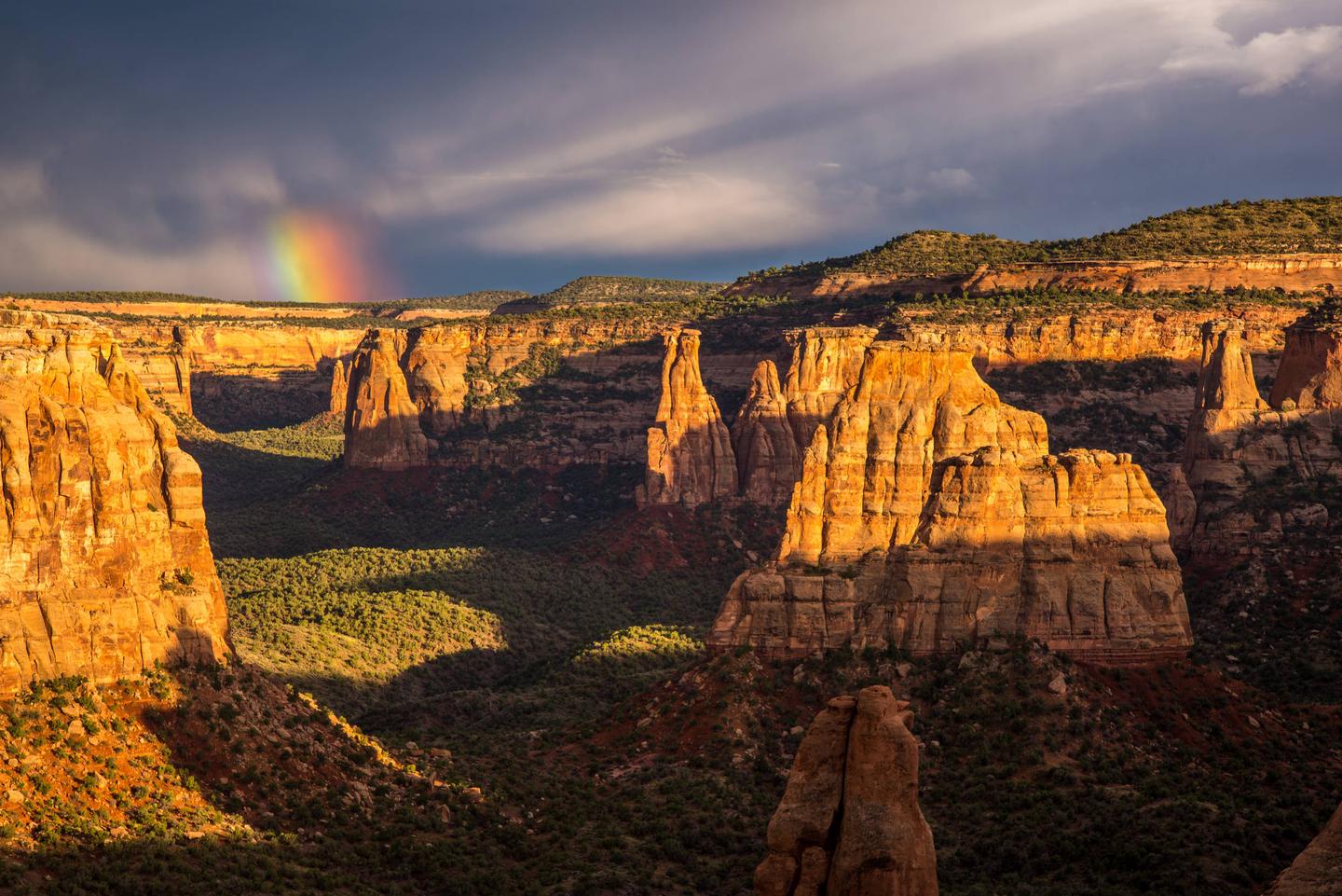 Rainbow and clouds above Monument CanyonAfter Summer Storms