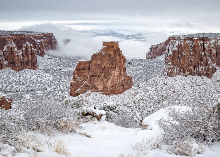 Independence Monument in SnowWinter in Colorado National Monument