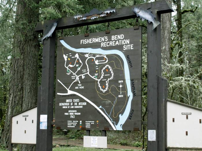Fishermen's Bend Recreation Site wooden map