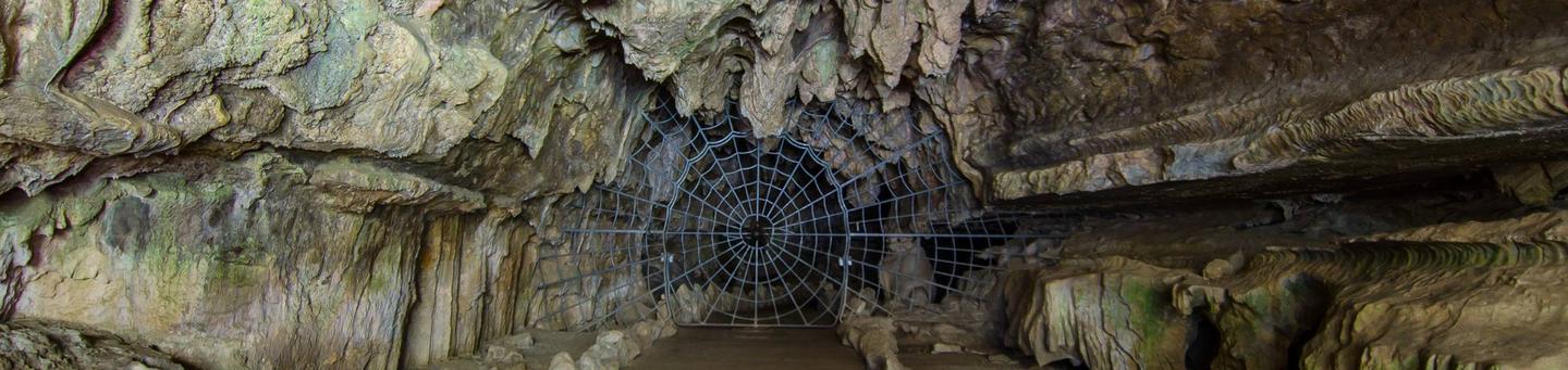 The Spider Web Gate of Crystal Cave was installed in 1939. The Spider Web Gate of Crystal Cave. 