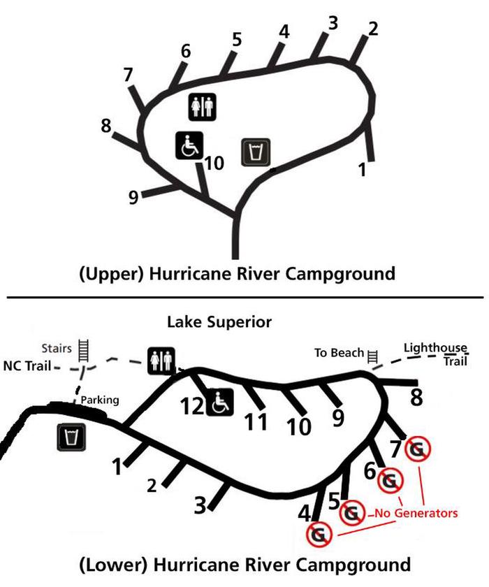 Hurricane River Campground MapCampsite Map for Upper and Lower Hurricane River campground