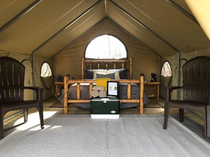 Lake Powhatan Glamping TentGlamping Tents - new for 2019! Glamping is all about finding the perfect relationship between nature and comfort. These Glamping tents provide all you’ll need, plus some. 