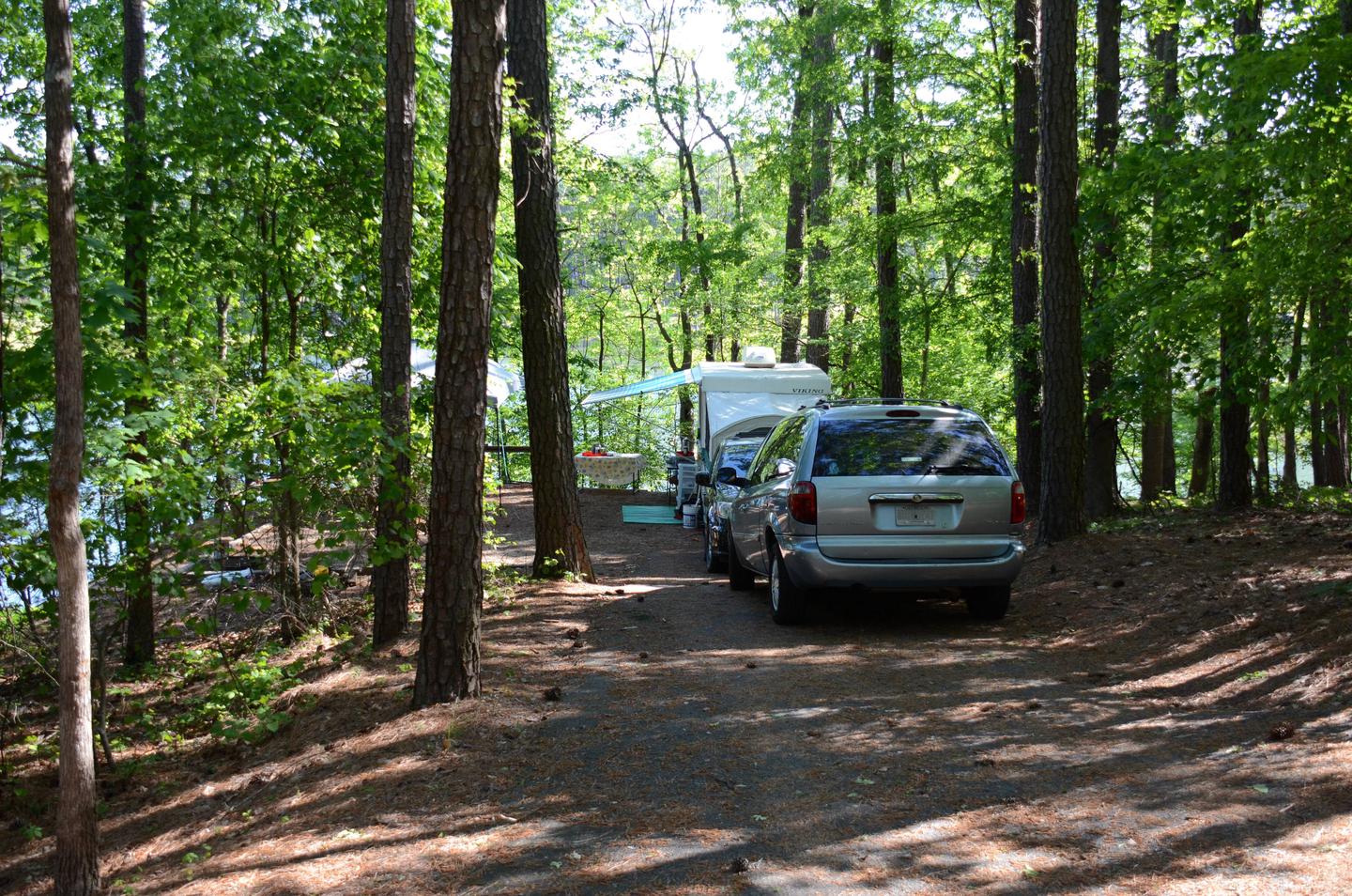 Driveway slope, awning-side clearance.McKinney Campground, campsite 21.