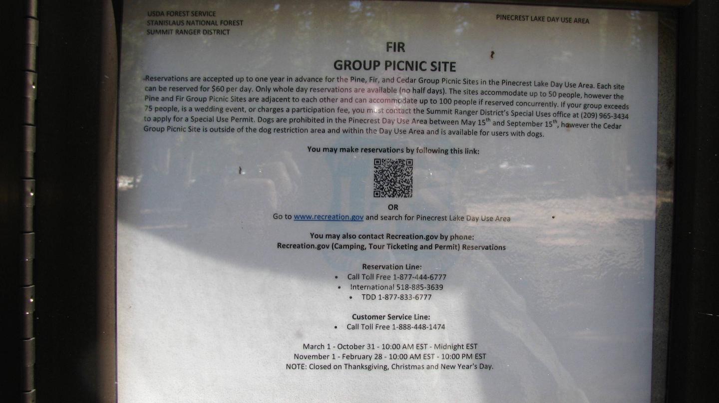 Pinecrest "Fir" Group Picnic Site, Information Sign 1Pinecrest "Fir" Group Picnic Site, Information Sign