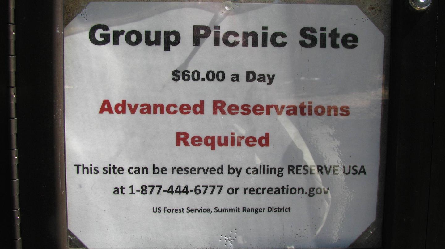 Pinecrest "Pine" Group Picnic Site, Information Sign