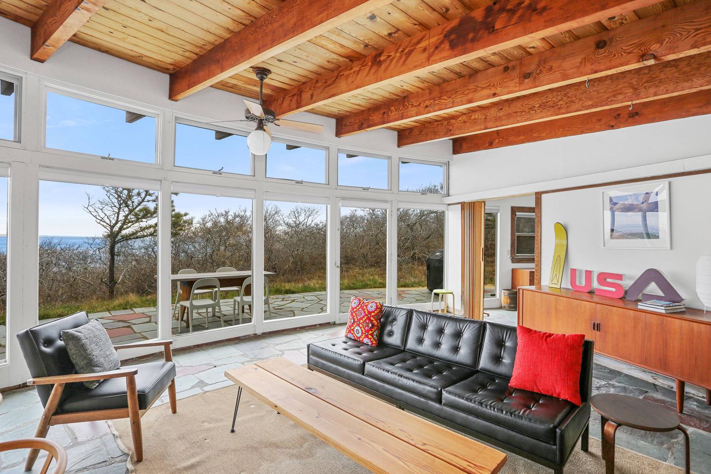 The Seashore Modern House enjoys plenty of natural light in its spacious living room