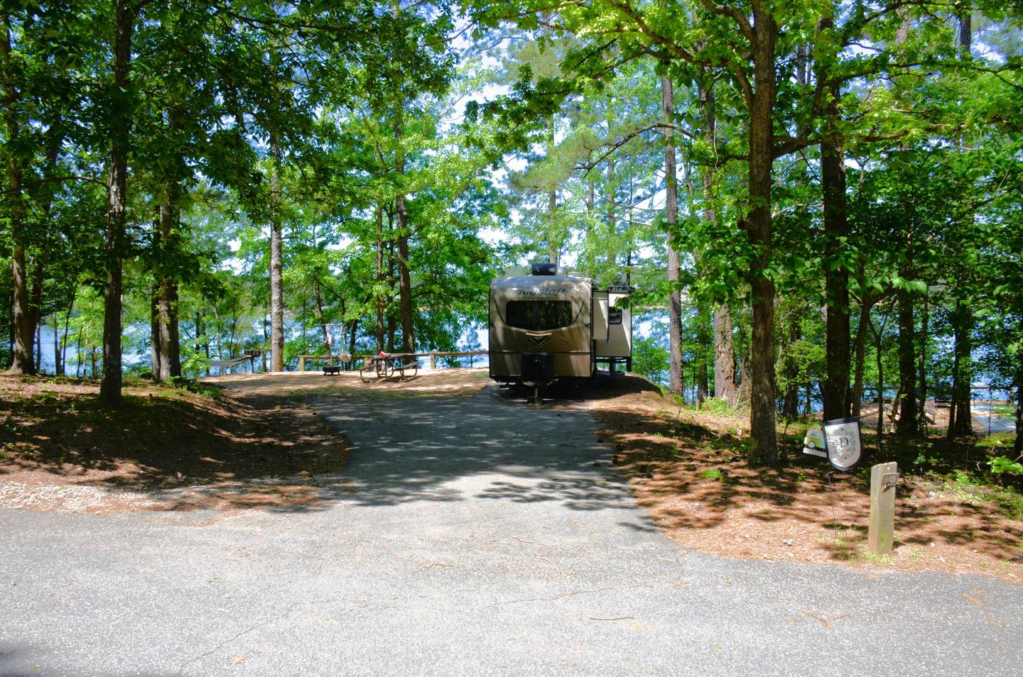 Driveway entrance angle/slope, utilities-side clearance, awning-side clearance.McKinney Campground, campsite 90.