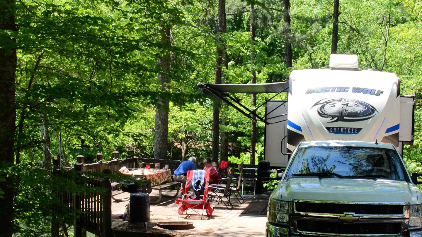 Campsite view, awning-side clearance.McKinney Campground, campsite 141.